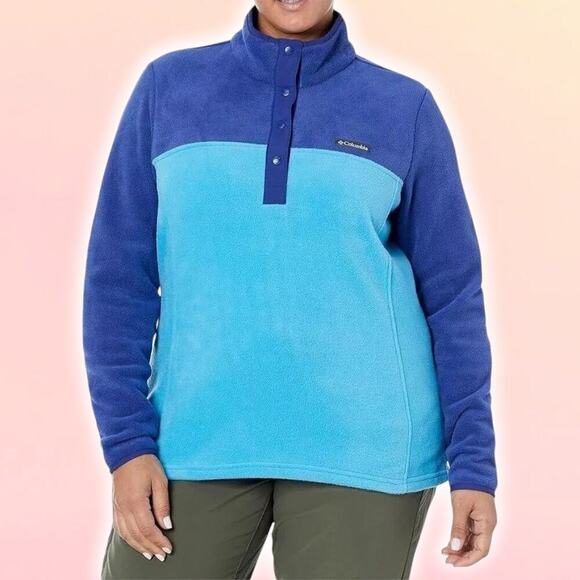 COLUMBIA Women's Benton Springs Fleece Half Snap Pullover Sz XXL Blue - Picture 1 of 8